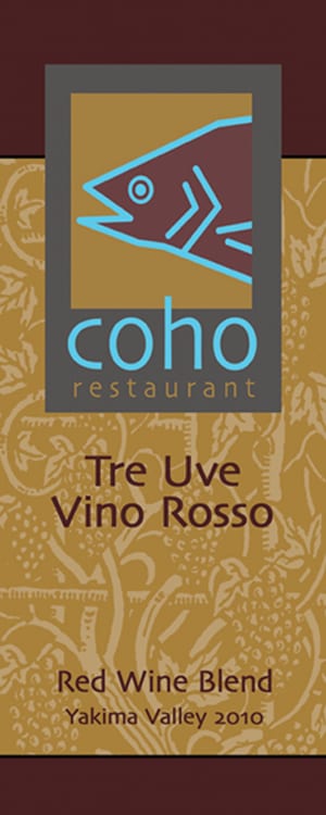 Labels for Coho Restaurant's Tre Uve Vino Rosso