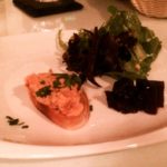 Smoked salmon rillettes with roasted beets and mixed green salad