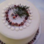 Frosted Cranberry Cake on a catering table