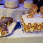 Yule Log cake and a gingerbread decorated cake
