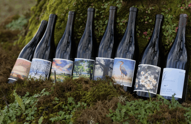 Bottles of wine in grass