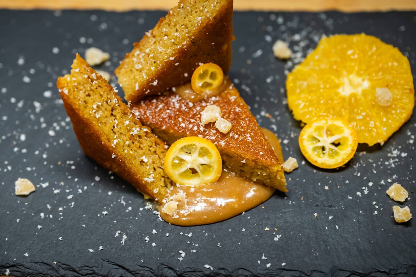 plated orange dessert